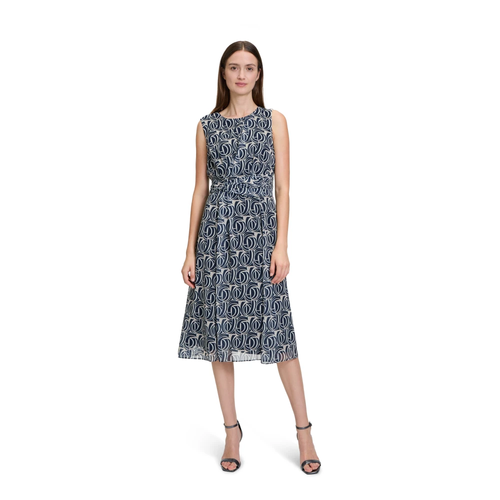 Betty & Co Mouwloze chiffon jurk Blue Dames