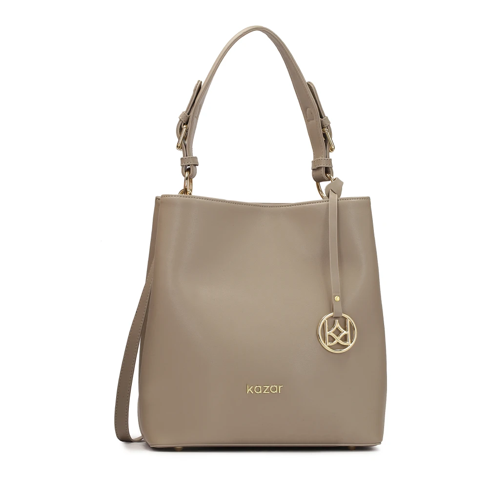 Kazar Leren handtas in taupe kleur Beige Dames