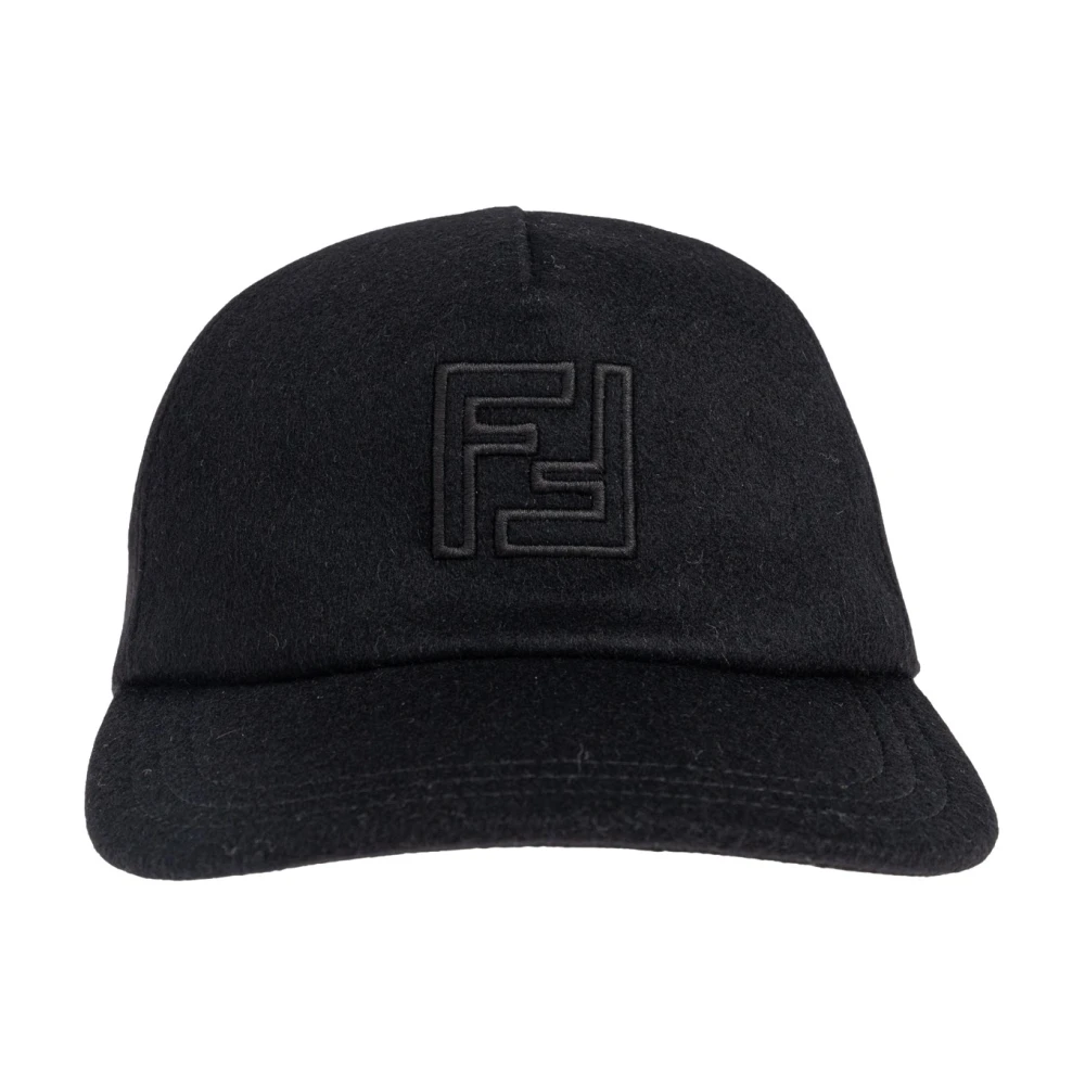 Fendi Men's Black Wool Baseball Cap - Hats & Caps - One Size - Accessories