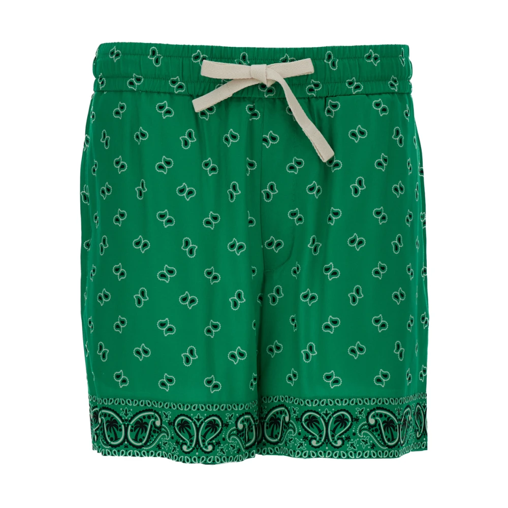 Palm Angels Groene Paisley Shorts Green Heren