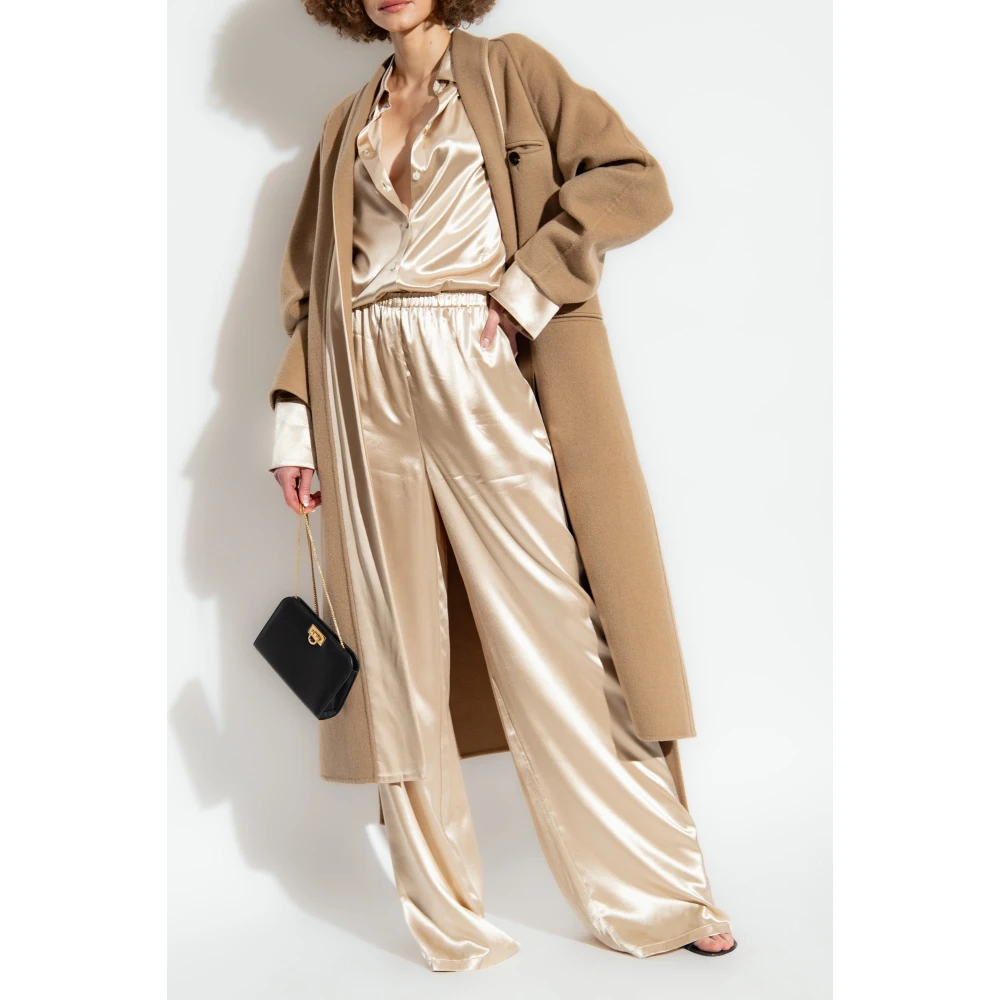 Salvatore Ferragamo Satijnen broek Yellow Dames