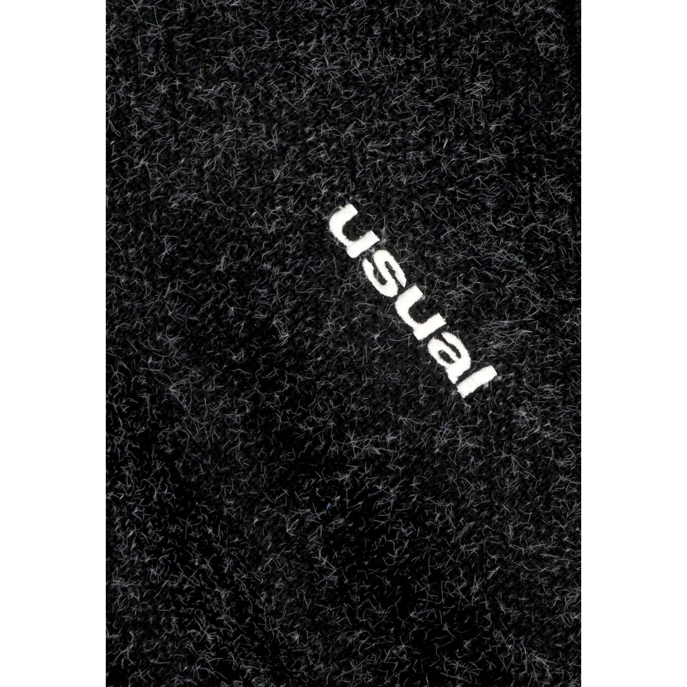 Usual Logo Crew Sweater Acryl Gebreid Black Heren