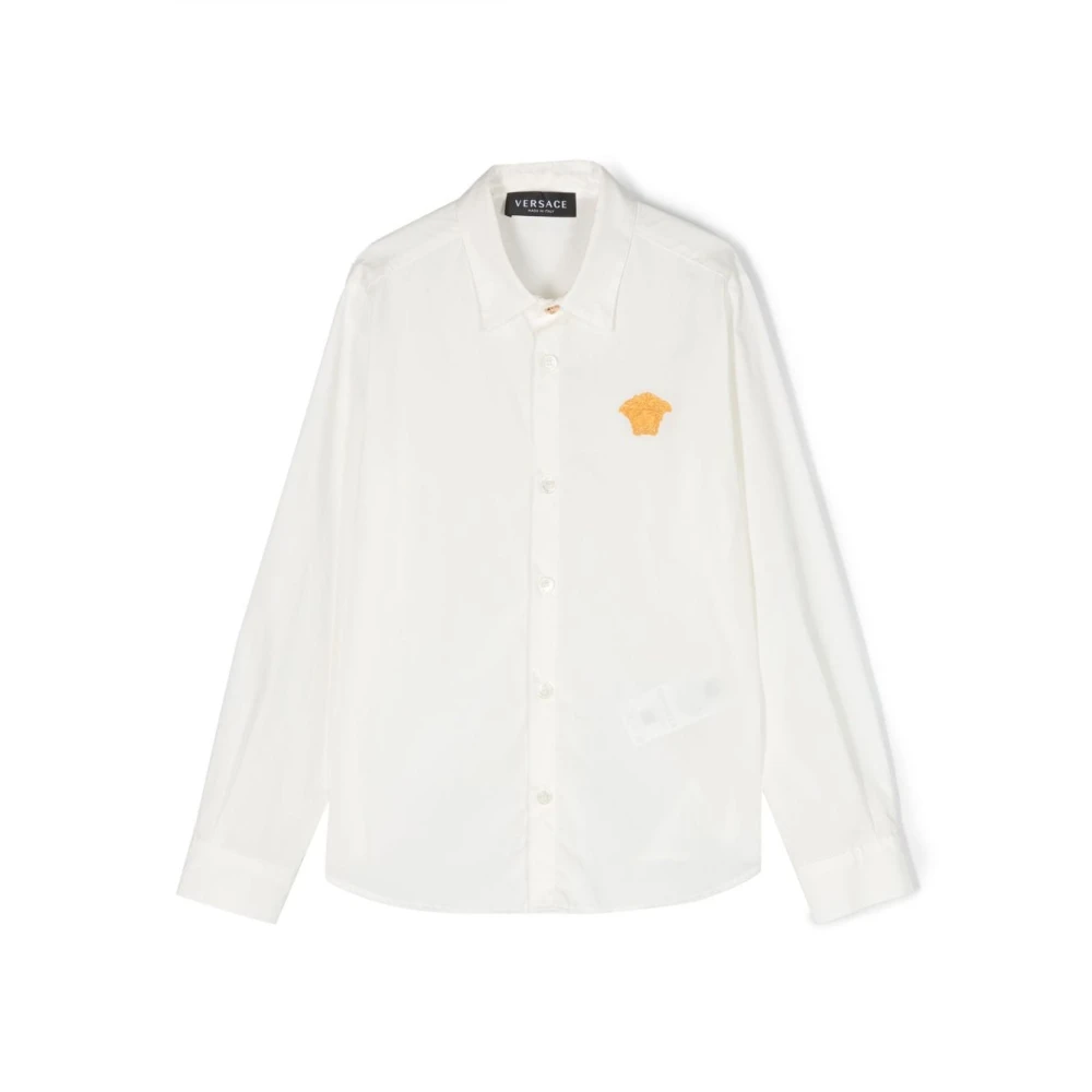 Versace Vit Bomull Poplin Pojke Skjorta White, Pojke