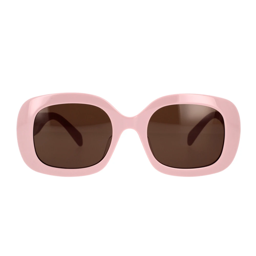 Celine Geometriska solglasögon i rosa acetat med bruna organiska linser Pink, Dam