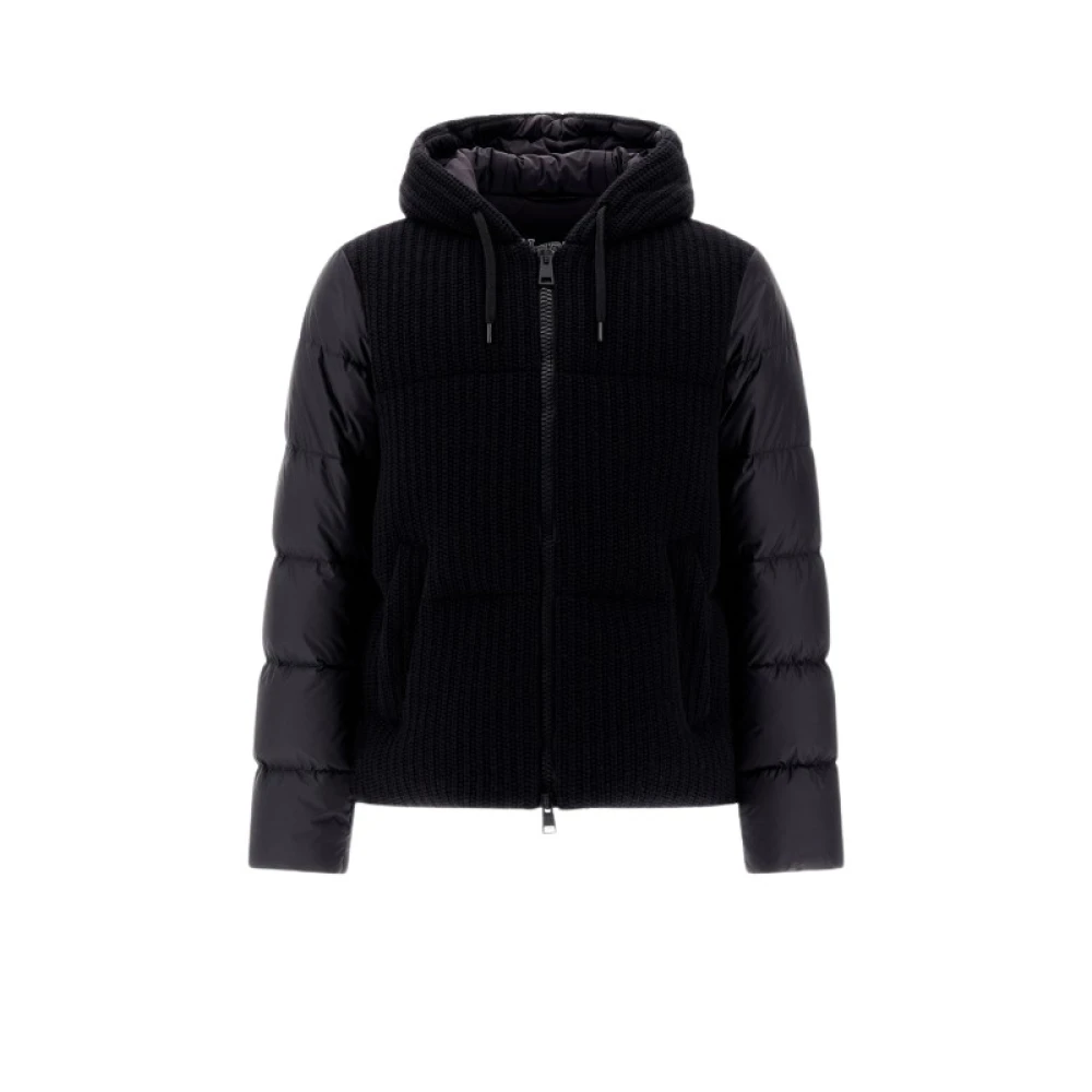 Herno Gewatteerde jas met wolbreisel Black Heren