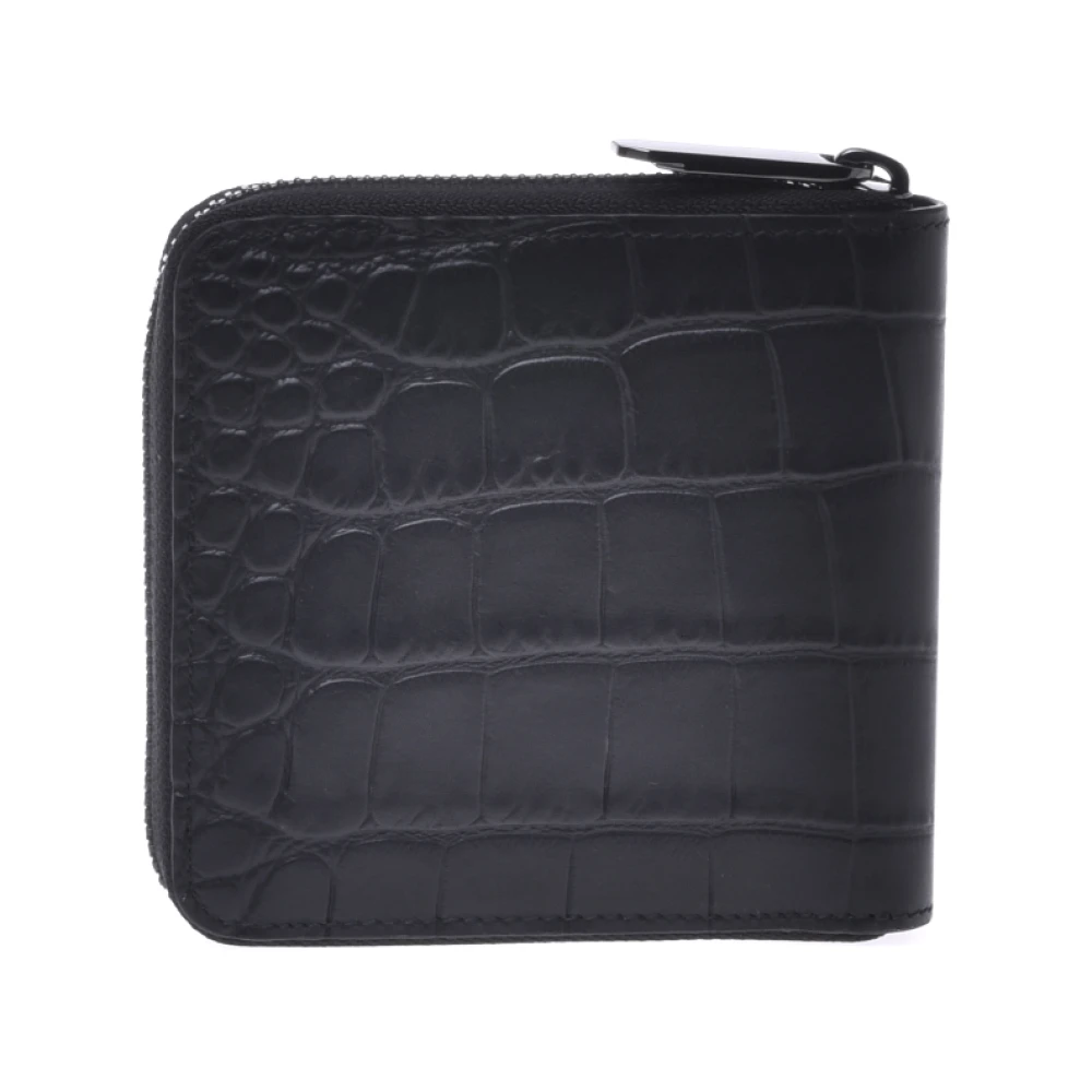 Baldinini Wallet with zip in black leather with crocodile print Black Heren