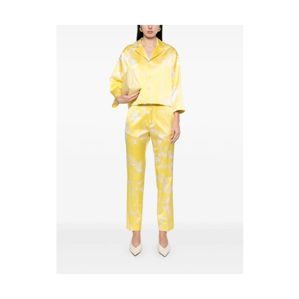 Fabiana Filippi Gele Broek met Bladprint Yellow Dames