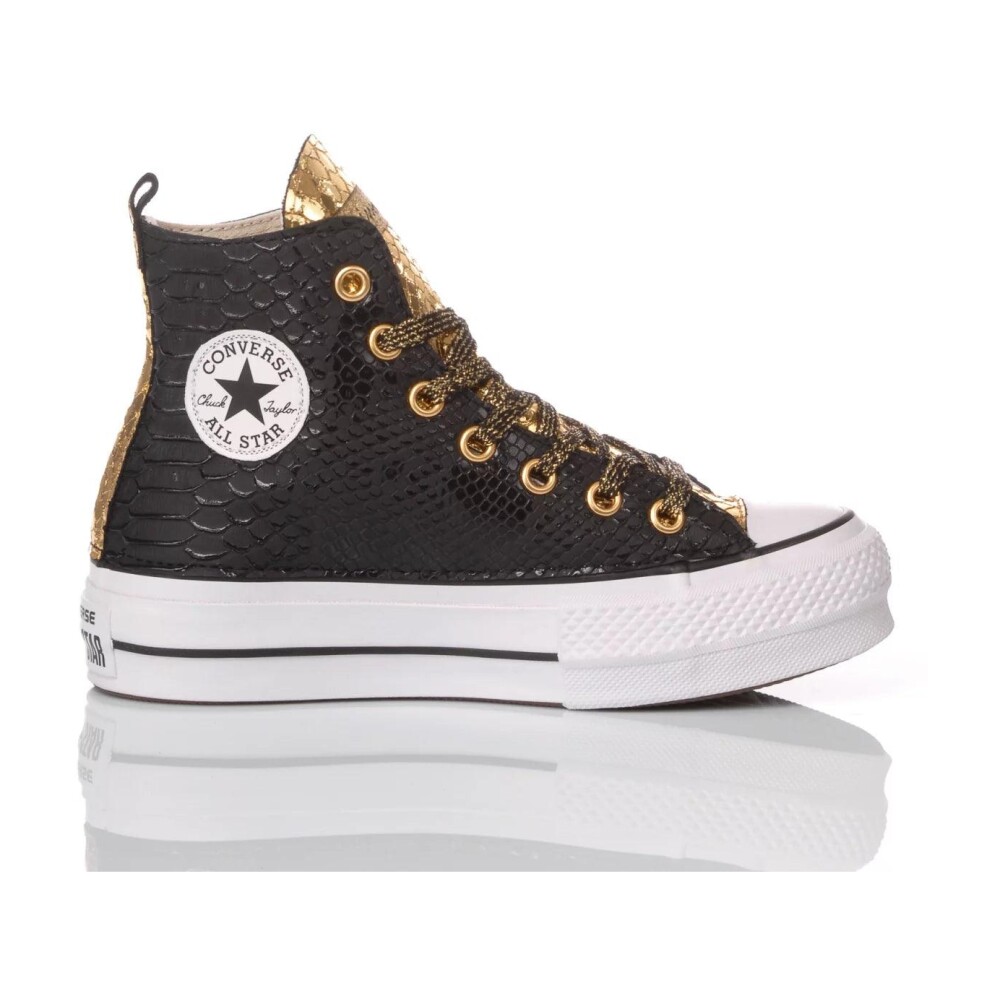 black and gold high top converse