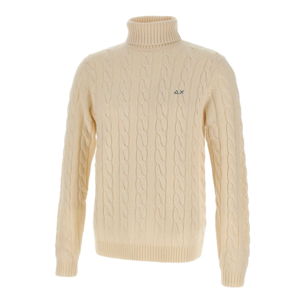 Sun68 Men's Beige Turtlenecks, 2XL, Cable Knit Turtleneck Jumper