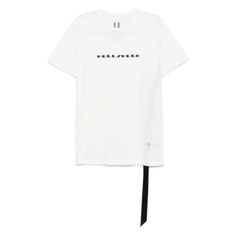 Rick Owens White T-Shirts, Male, M, Crew Neck T-Shirt Front Print