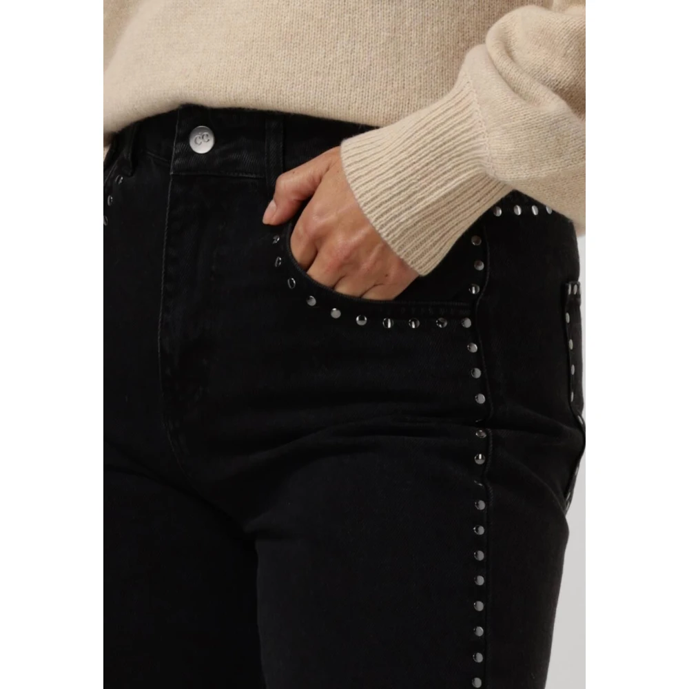 Co'Couture Zwarte Straight Leg Stud Jeans Black Dames