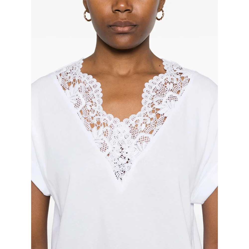 Twinset Kanten Inzet T-shirt White Dames