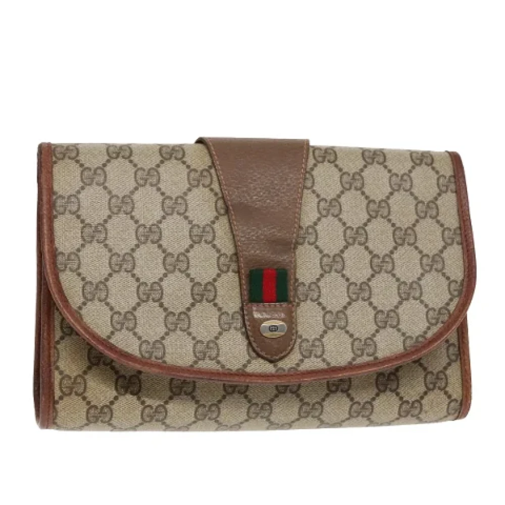 Gucci Vintage Pre-owned Leather clutches Beige Dames