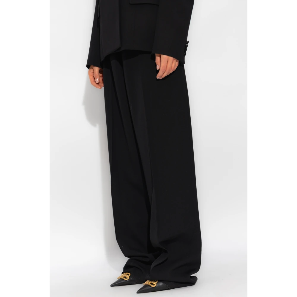 Balenciaga Oversized plooivoorkant broek Black Dames