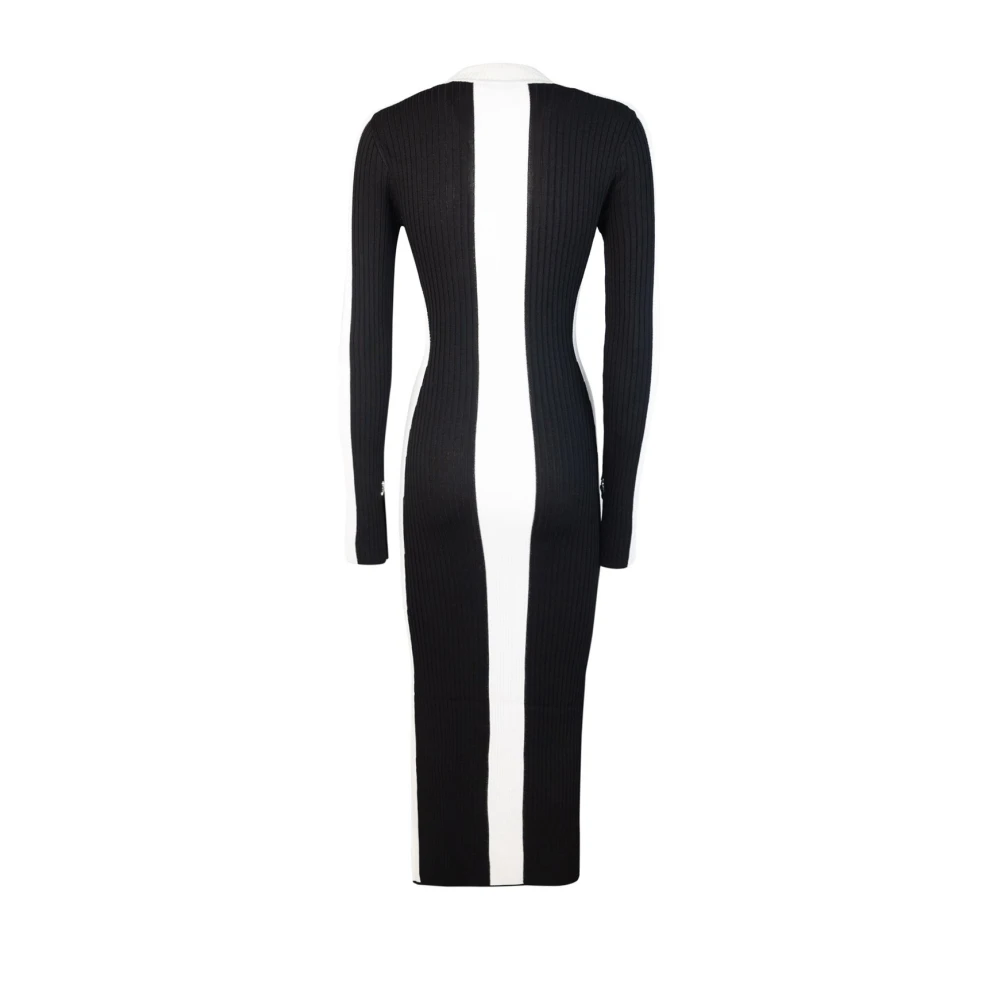 PATRIZIA PEPE Zwarte Gebreide Midi Jurk Slim Fit Black Dames