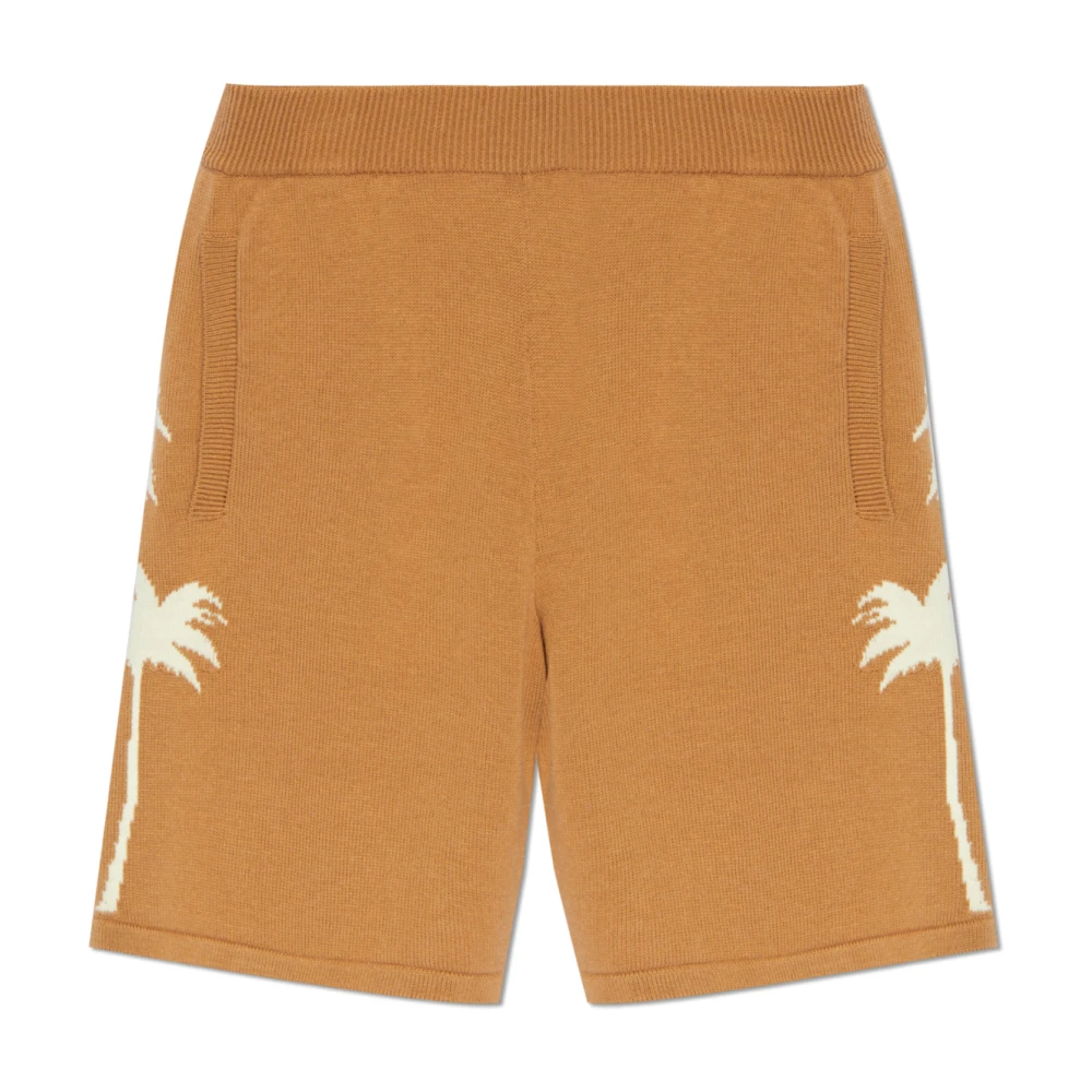 Palm Angels Shorts met palm patroon Brown Heren