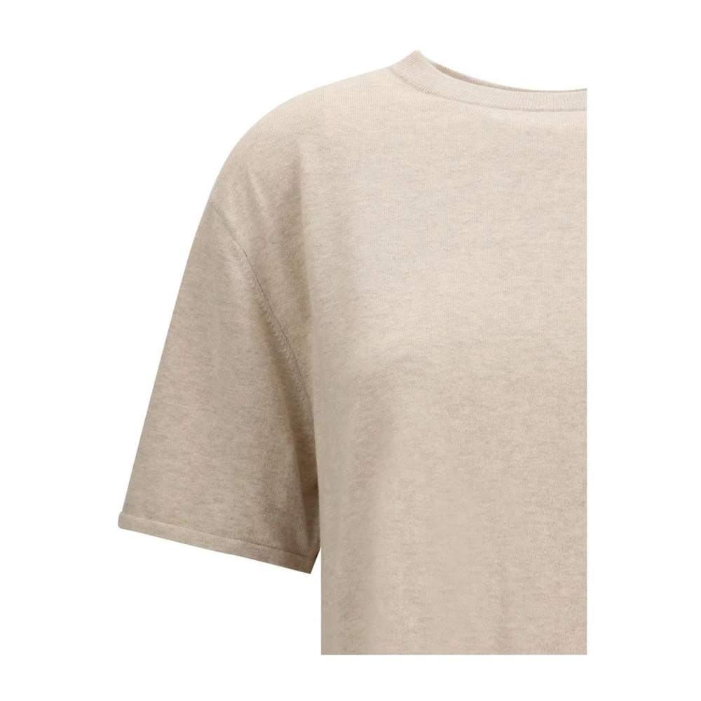 Lisa Yang Monochrome Rib T-shirt Losse Pasvorm Beige Dames