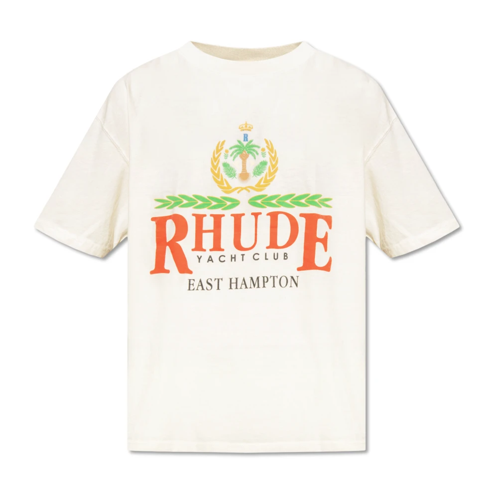Rhude Wit East Hampton Crest T-Shirt Katoen White Heren