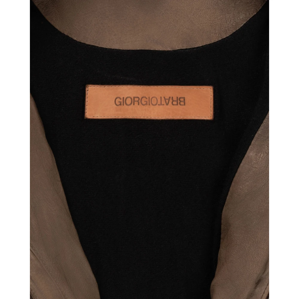 Giorgio Brato Geborstelde Zip Racer Jack in Box-Taupe Beige Heren
