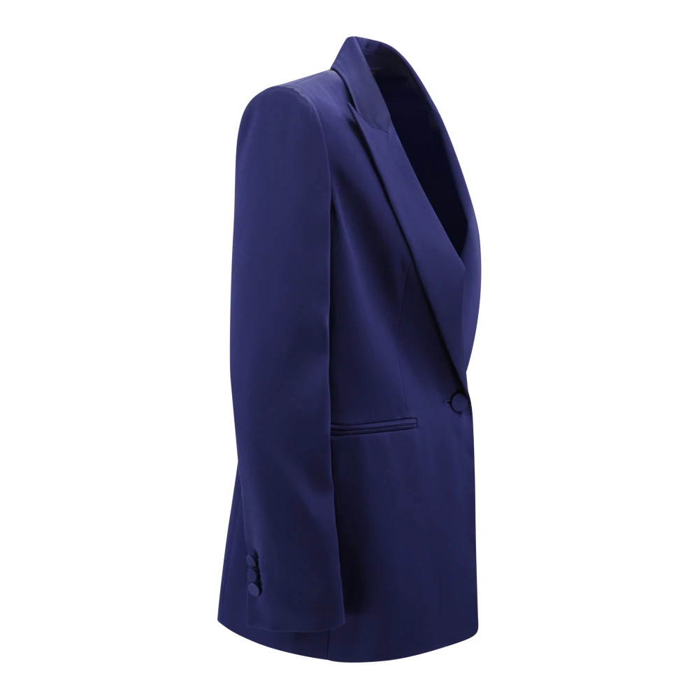 Max Mara Studio Blauwe Cady Blazer met Piek revers Blue Dames