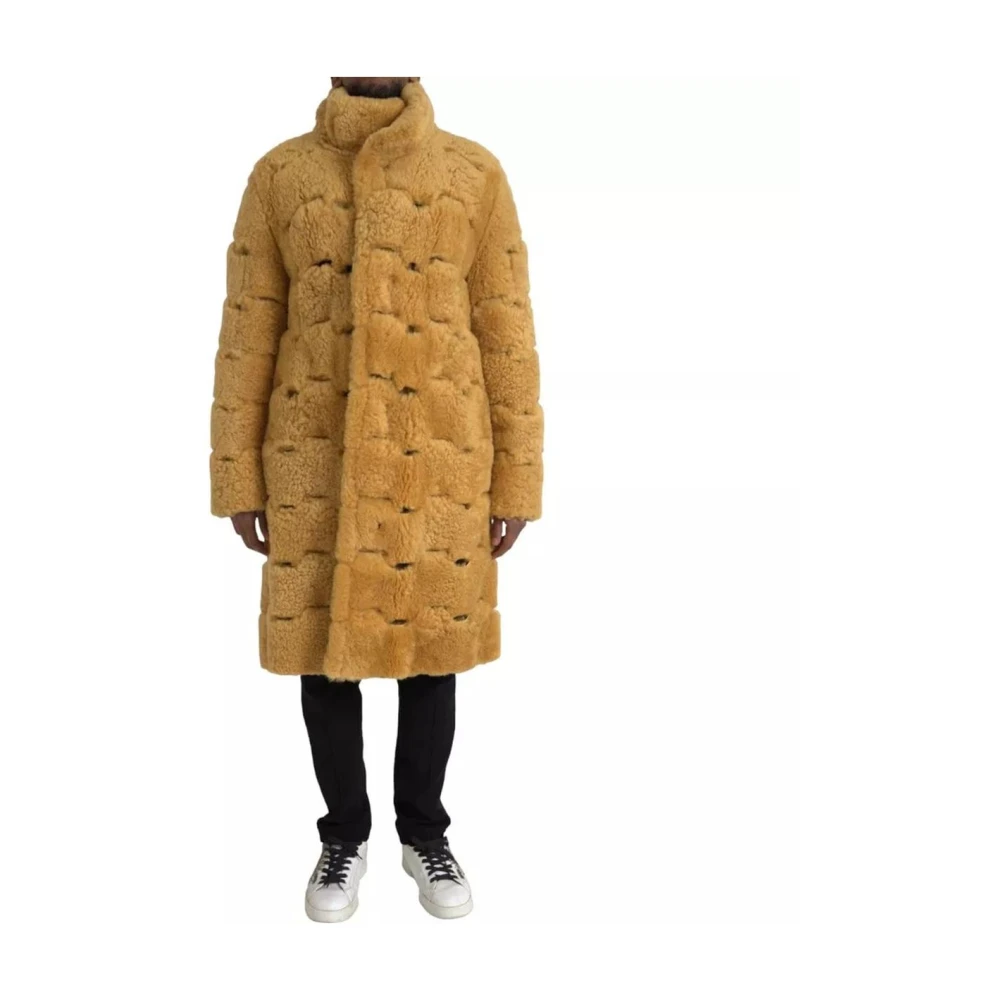 Bottega Veneta Men's Yellow Quilted Shearling Coat