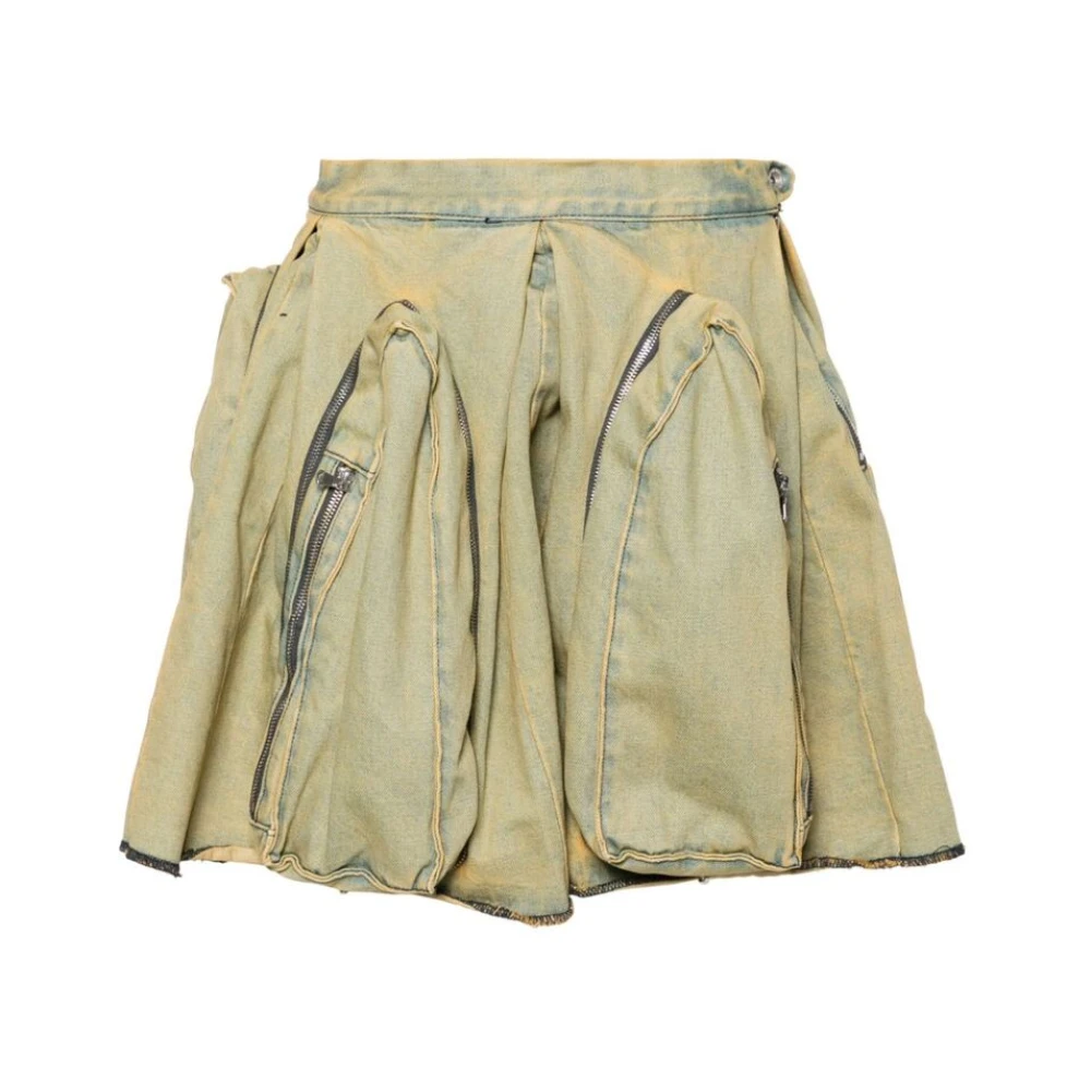 Who Decides War Olijfgroene Denim Draped Rok Green Dames