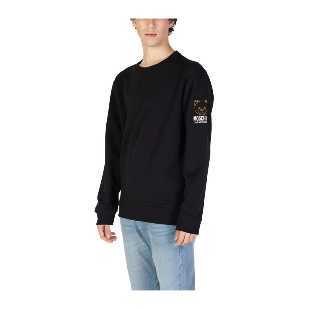 Moschino Zwarte Crewneck Katoenen Trui Black Heren