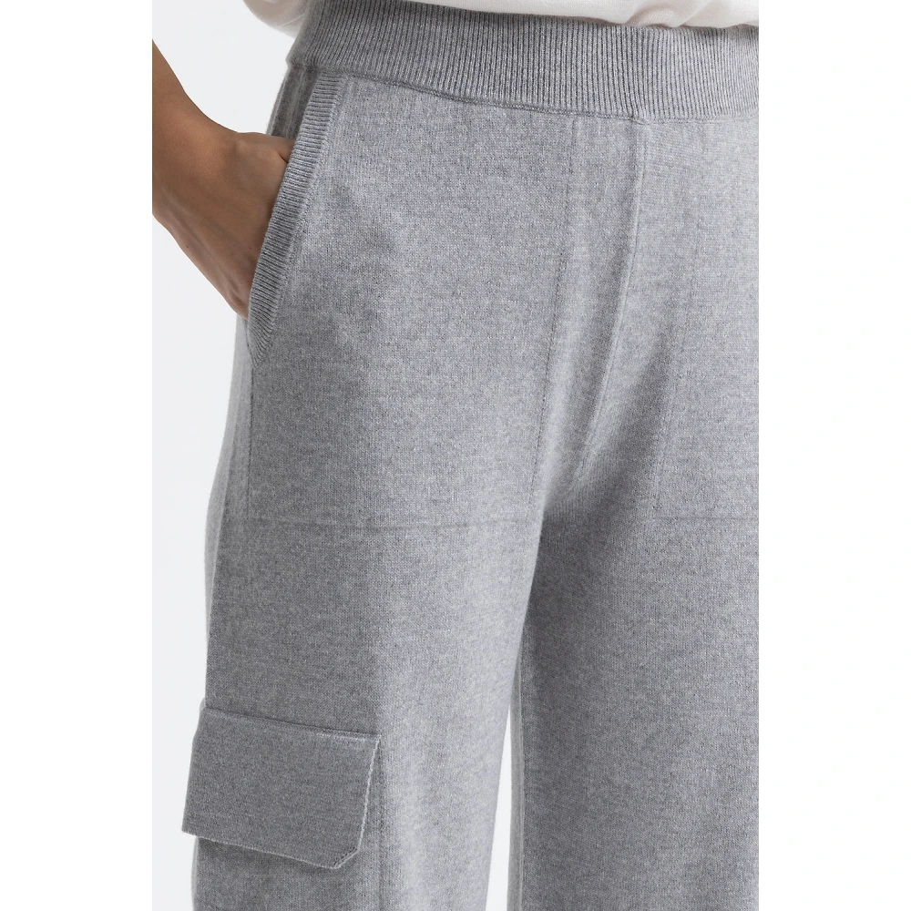PESERICO Wollen zijden en kasjmier baggy cargo broek Gray Dames