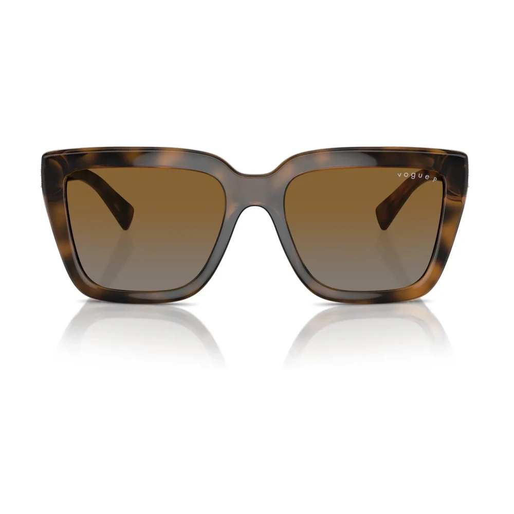 Vogue Brown Sunglasses, Female, 55 Mm, Polarized Havana Sunglasses With Crystal Logo