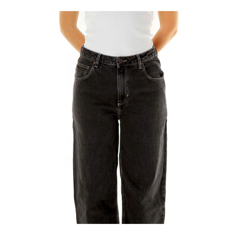 American vintage Hoge Taille Tapered Fit Jeans Gray Dames
