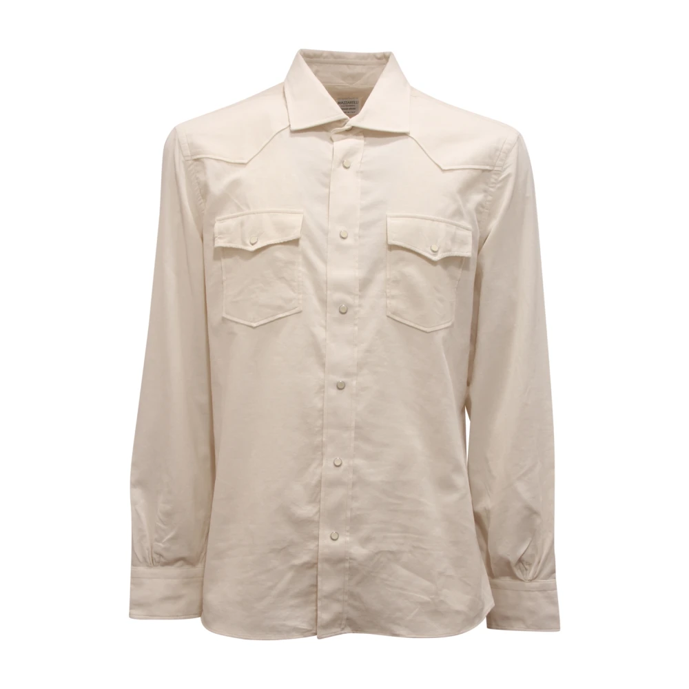 Mazzarelli Men's Beige Velvet Shirt Made In Italy