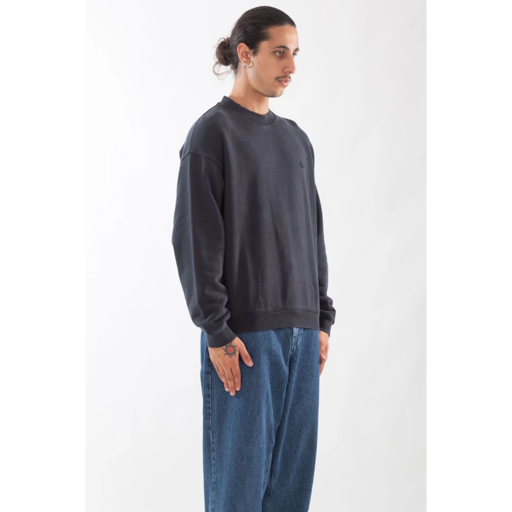 Lacoste Gewassen Fleece Sweatshirt in 031 Black Heren