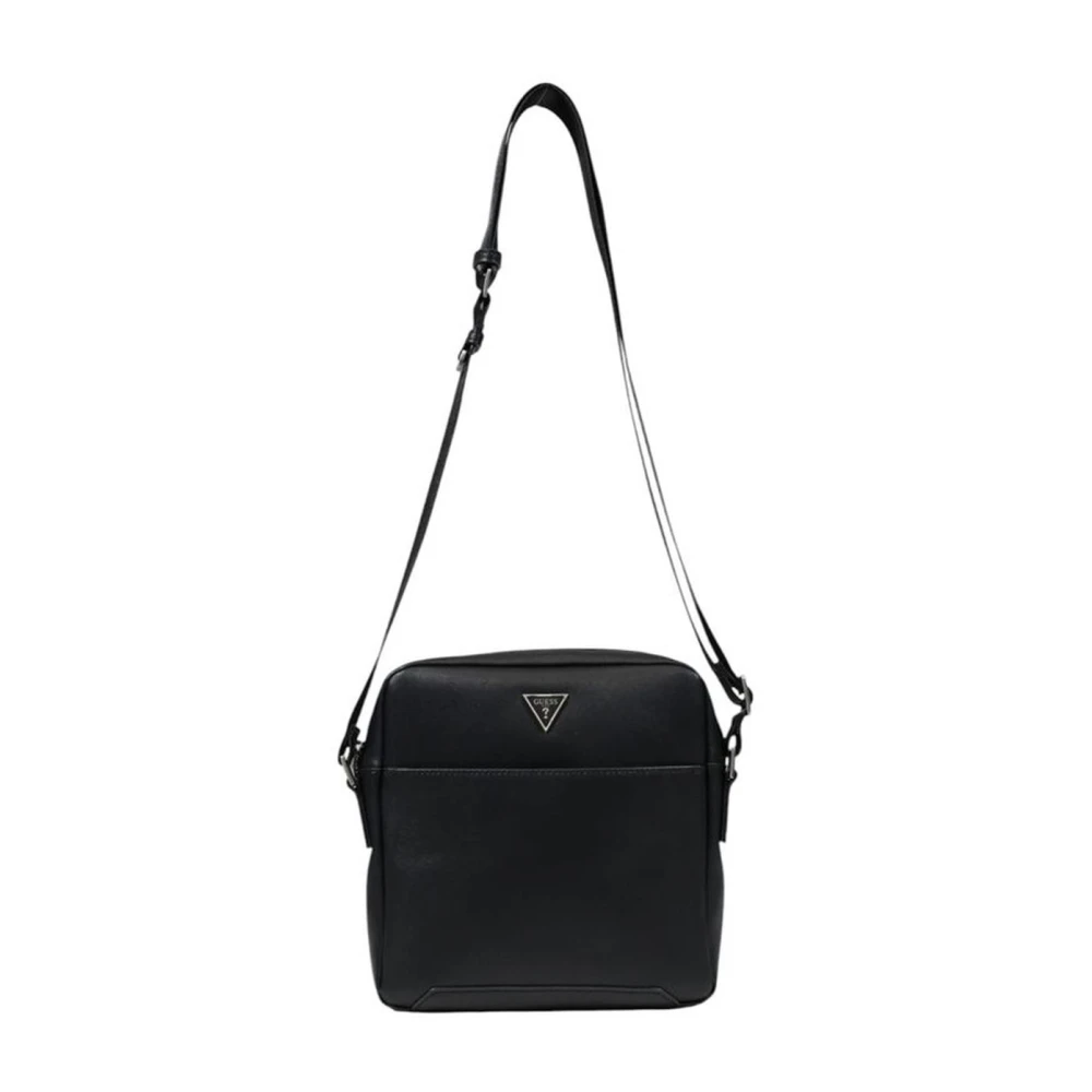 Guess Zwarte Polyurethaan Medium Tas Lente Zomer Collectie Black Heren