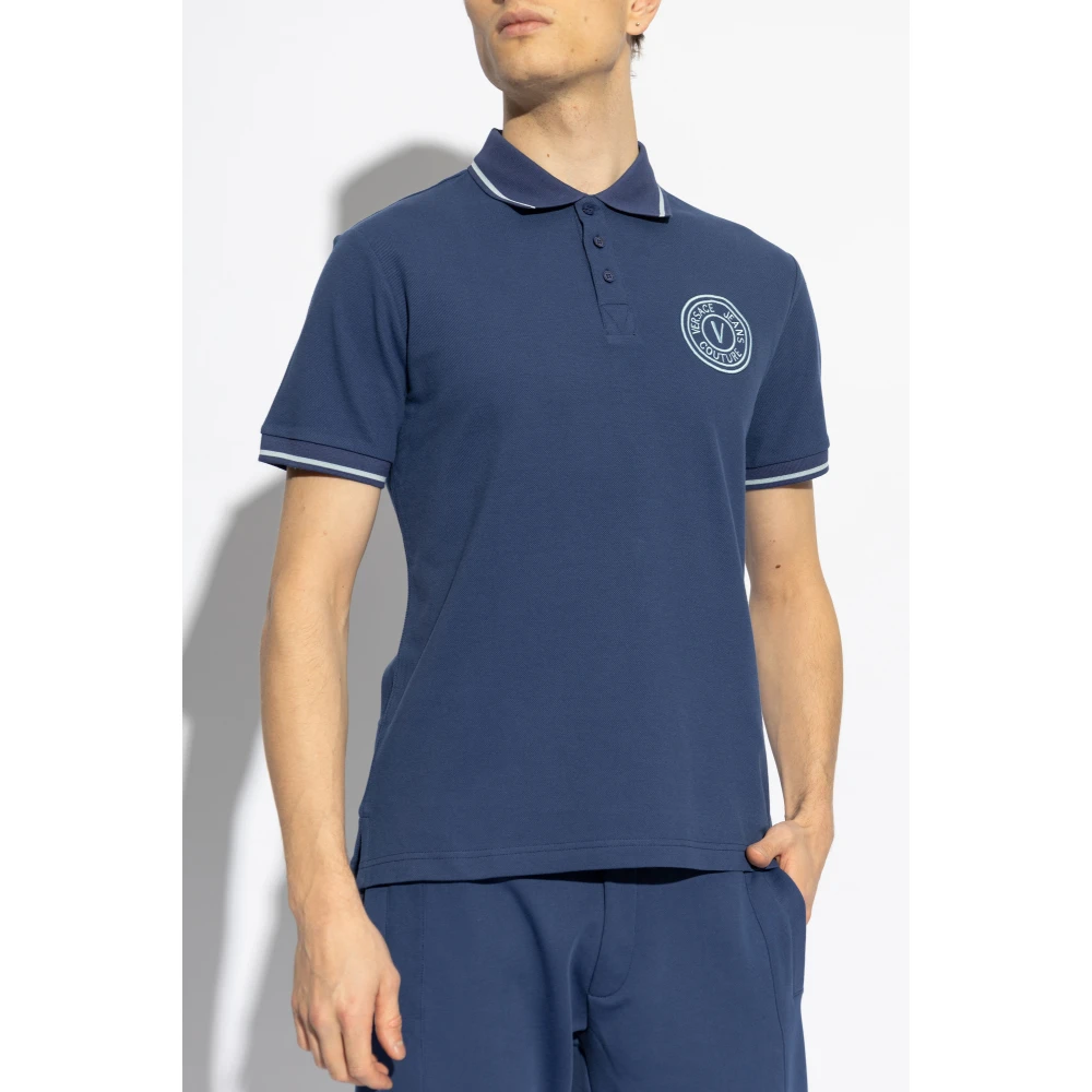 Versace Jeans Couture Polo met geborduurd logo Blue Heren