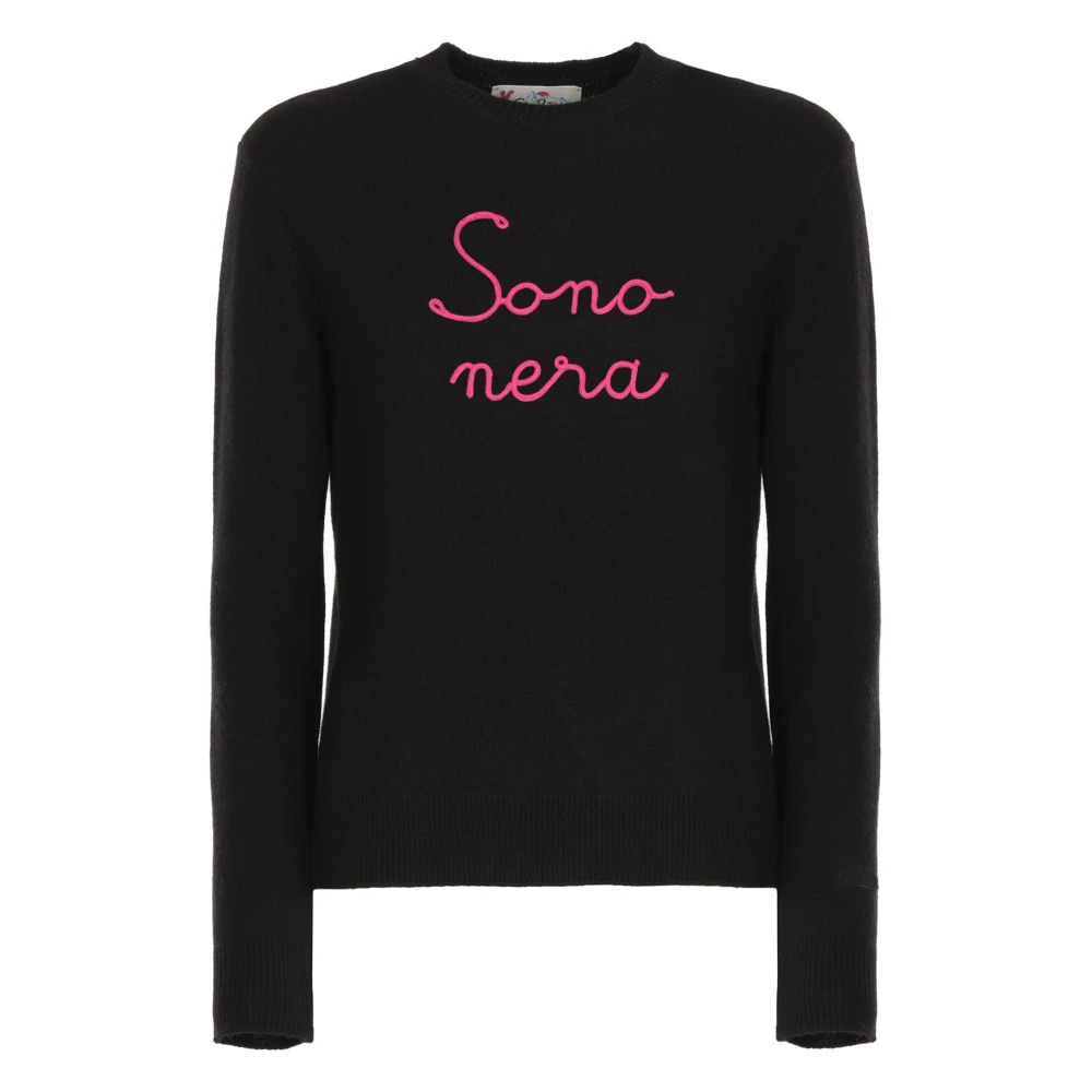 Saint Barth Zwarte Crew Neck Sweater met Nera Borduurwerk Black Dames