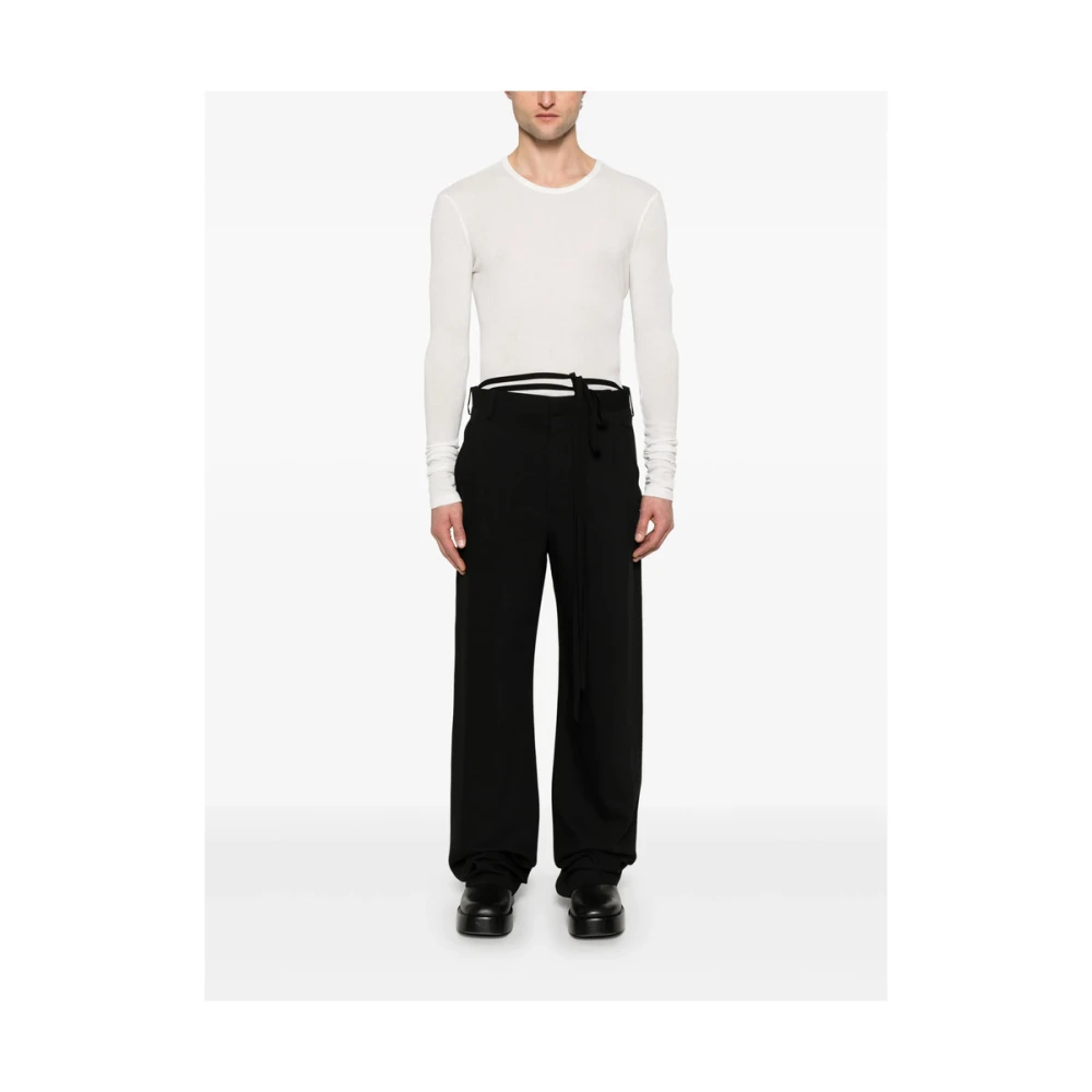 Ann Demeulemeester Zwarte Broek met Zakken en Knopen Black Heren
