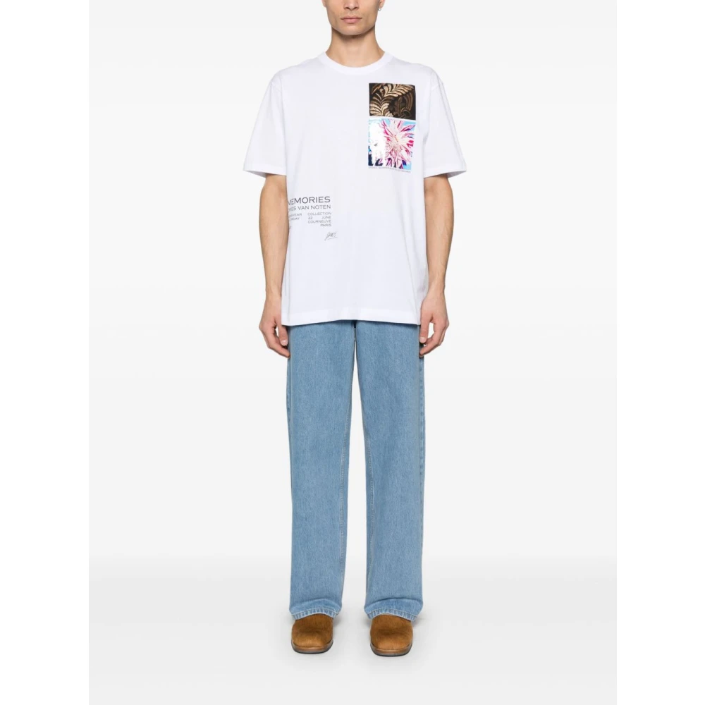 Dries Van Noten Grafische Print Wit Katoenen T-shirt White Heren