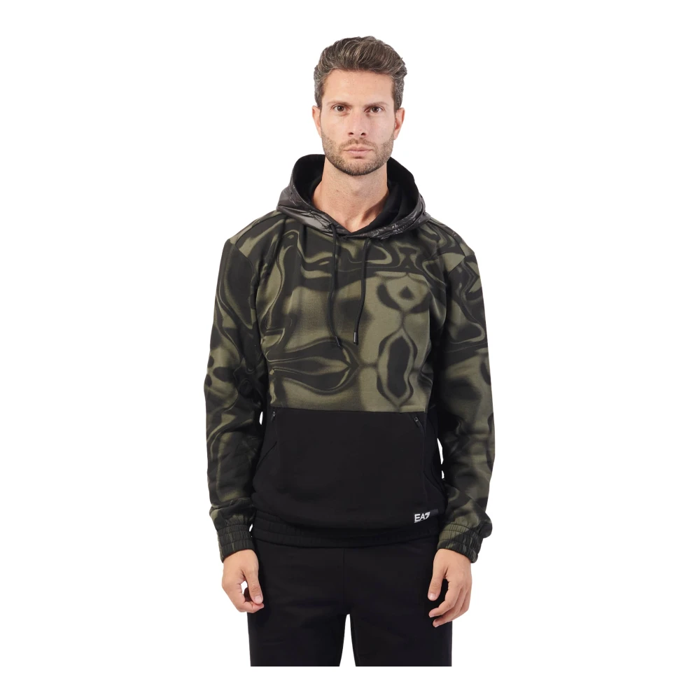 Emporio Armani Groene hoodie trui met ritssluiting zakken Green Heren