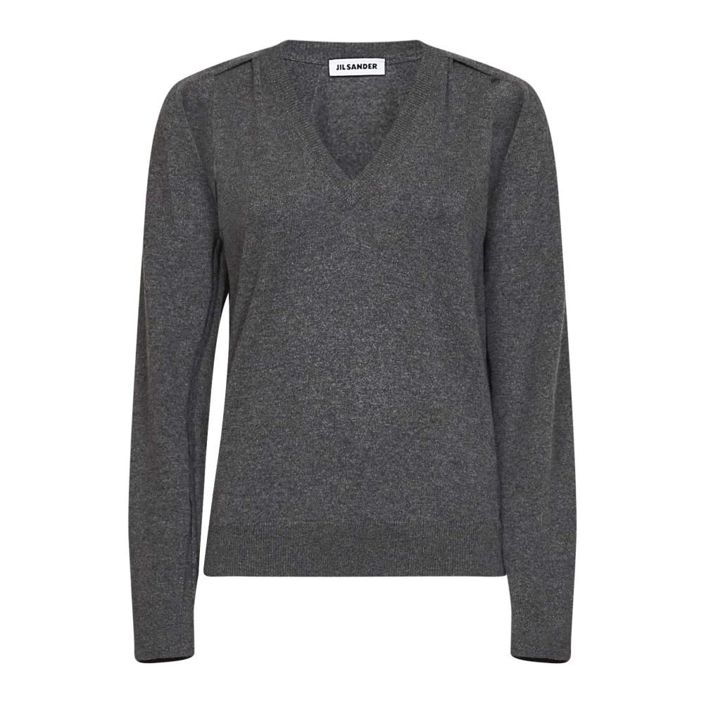 Jil Sander Gray V-Neck Knitwear, Female, Xs, V-Neck Knitwear
