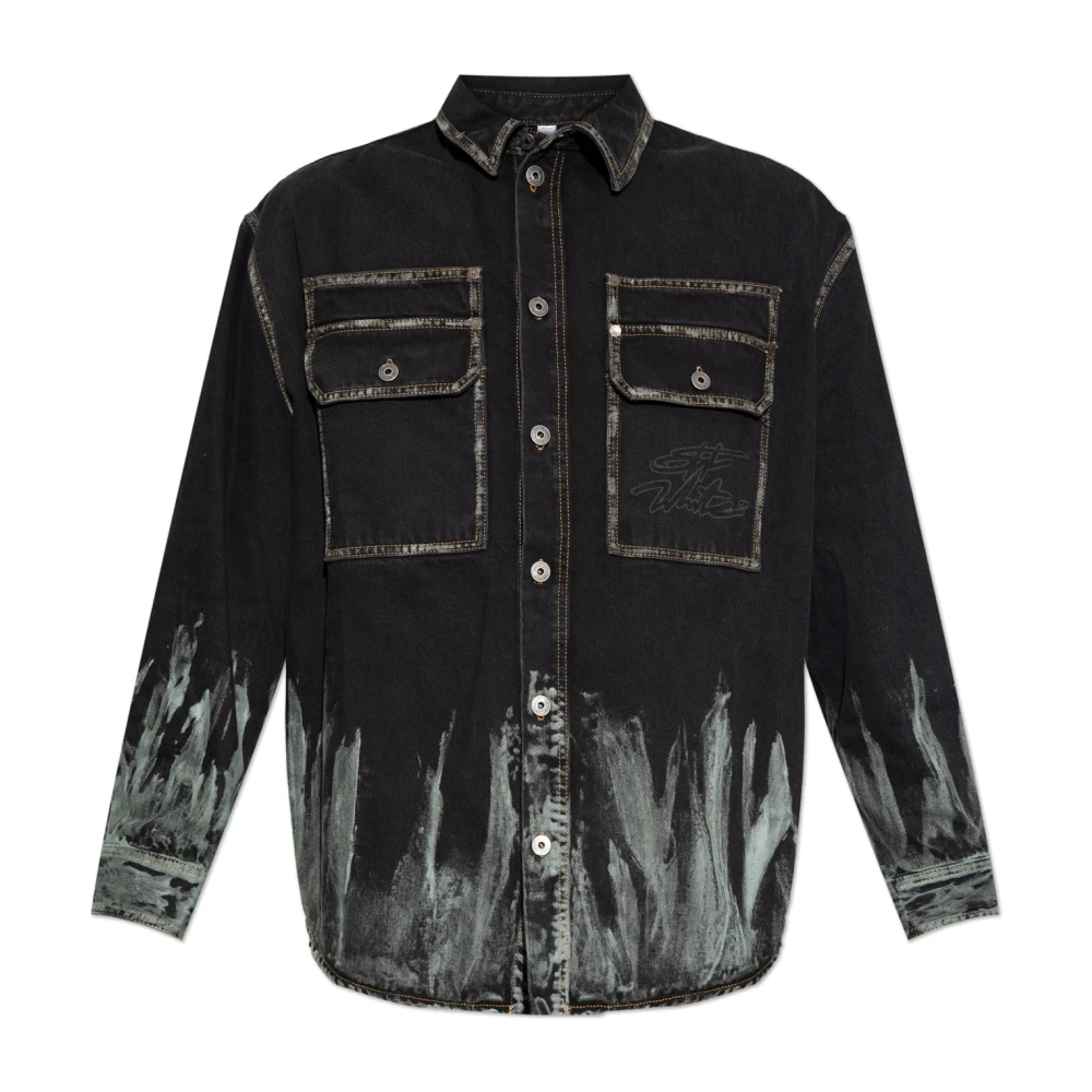 Off White Uomo Nero - Giacca Di Jeans Oversize - Jackets - S