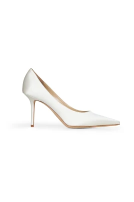 Vita Satin Stiletto Häl Skor