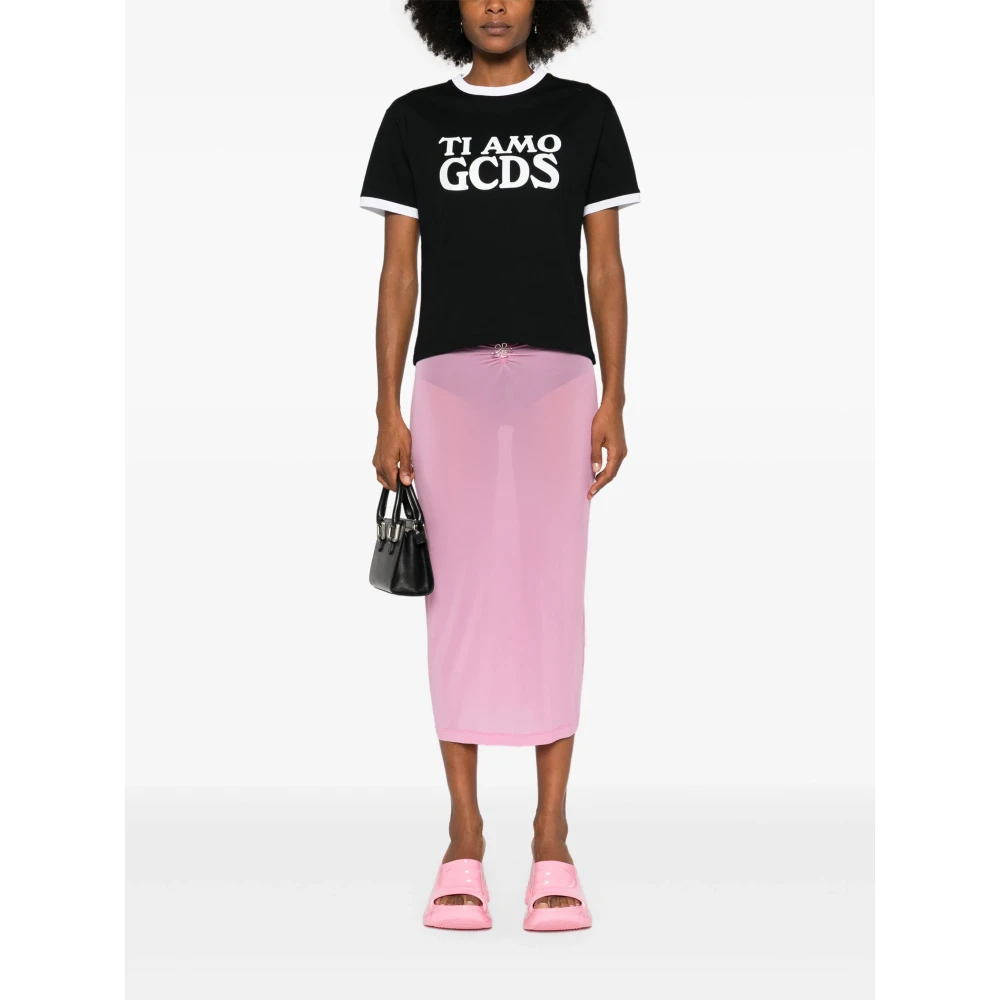 Gcds Zwarte Ti Amo T-shirt voor vrouwen Black Dames