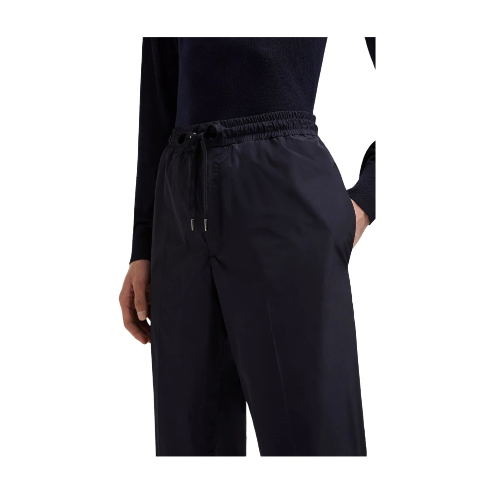 Moncler Navy Micro Ventile Jogging Broek Blue Heren