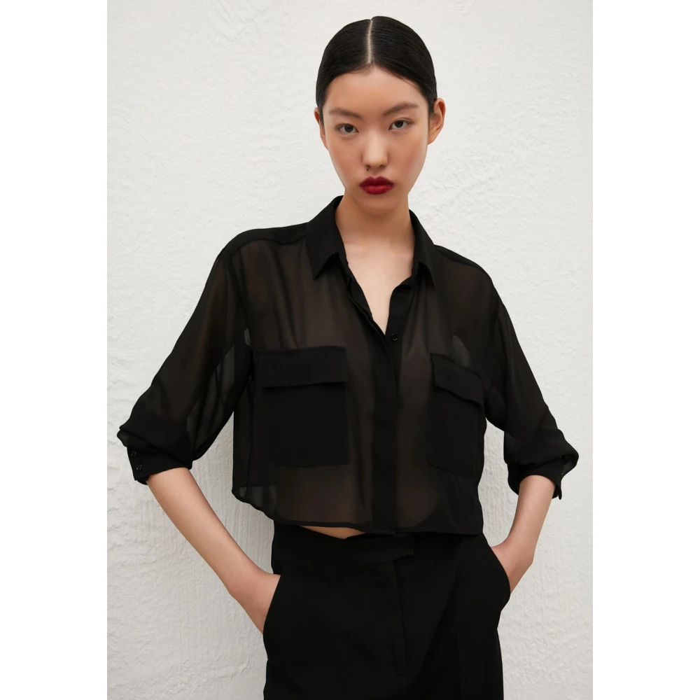 Marella Zwarte overhemd met lange mouwen Forbice Black Dames