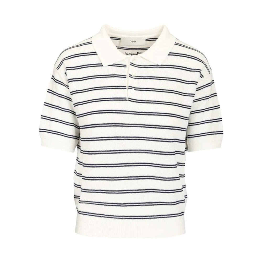 Dunst Women's Multicolor Round-Neck Knitwear, S, Striped Knitted Polo Top