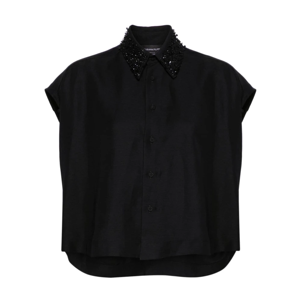 Fabiana Filippi Zwarte blouse met applicatiedetails Black Dames