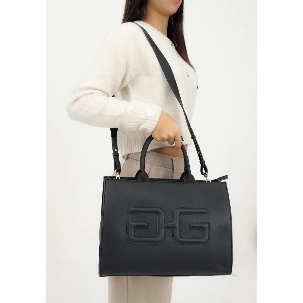 Gaëlle Paris Zwarte Shopper Tas met Gouden Rits Black Dames
