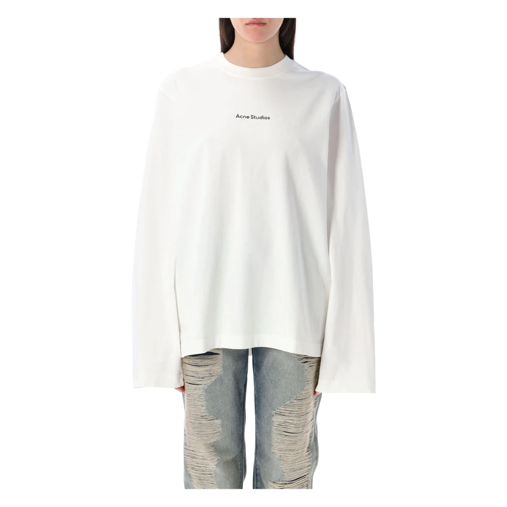 Acne Studios Wit Logo T-shirt White Dames