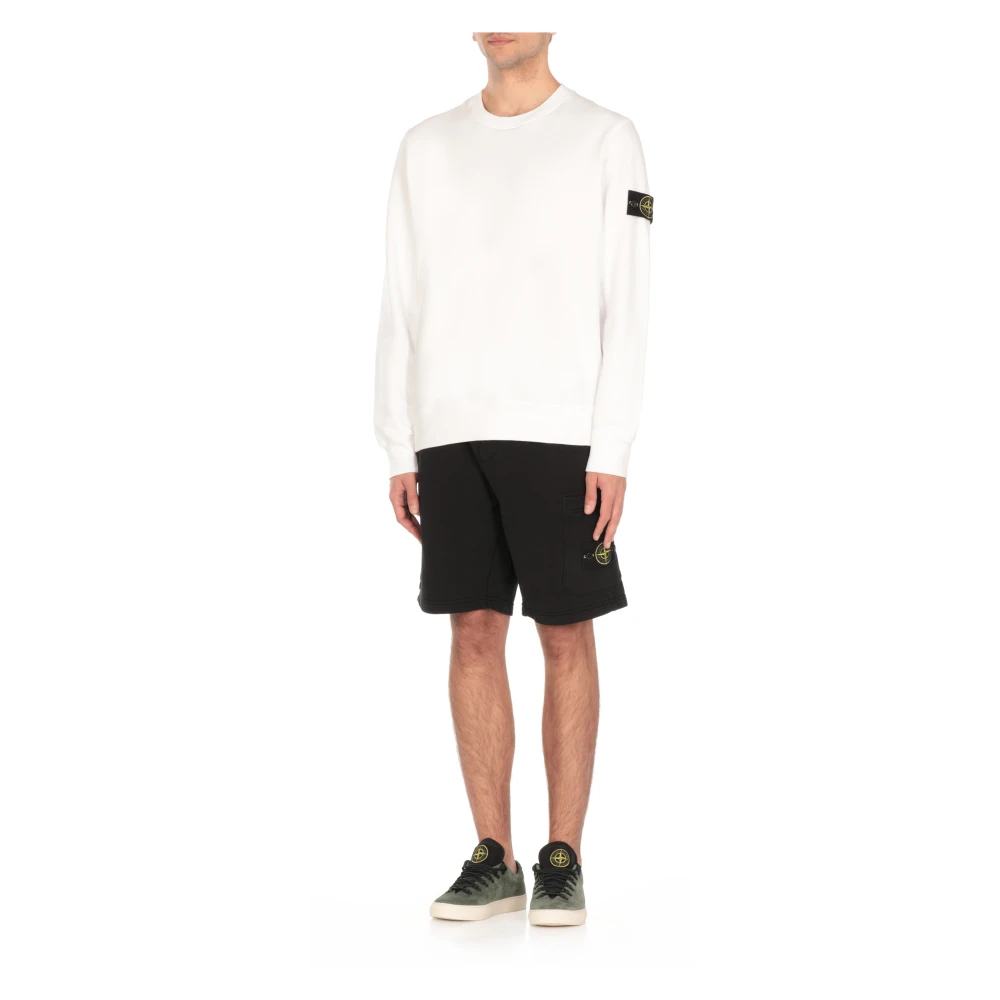 Stone Island Witte Katoenen Sweatshirt met Logopatch White Heren