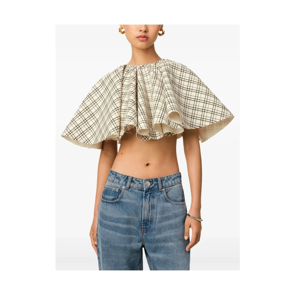 Ami Paris Beige Check Print Cape Design Top Multicolor Dames